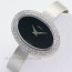 Tissot Lady Oval Shaped Watch 18K Gold Black Stone Dial Pave Diamond Bezel